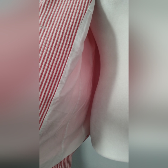 Talbot's Pinstripe Blazer Color White And Coral 2 Pockets Size 16 P Buttons New - Picture 5 of 9